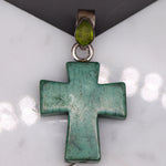 Pendants-Bright Cross Garnet Pendant in Solid Silver || Oval 8x6mm || Previously Loved || Orange, Green, Pink Gemstones || January Birthstone || - NNJGemstones