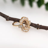 Vintage Inspired Ring Semi Mount w Baguette and Round Diamonds in 14K Gold | Oval Shape | Custom Gemstone Jewelry