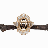 Vintage Inspired Ring Semi Mount w Baguette and Round Diamonds in 14K Gold | Oval Shape | Custom Gemstone Jewelry