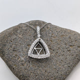 Pendants-Pendant Semi-Mount Trillion Shape in 14K White, Yellow or Rose Gold with Diamond Halo Accents || Heirloom Pendant || Custom Sizes - NNJGemstones