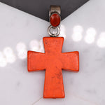 Pendants-Bright Cross Garnet Pendant in Solid Silver || Oval 8x6mm || Previously Loved || Orange, Green, Pink Gemstones || January Birthstone || - NNJGemstones