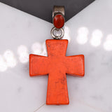 Pendants-Bright Cross Garnet Pendant in Solid Silver || Oval 8x6mm || Previously Loved || Orange, Green, Pink Gemstones || January Birthstone || - NNJGemstones