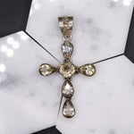 Pendants-Bright Smokey Quartz Cross Pendant in Solid Silver || Previously Loved || Light Color Gemstone || April Birthstone || - NNJGemstones