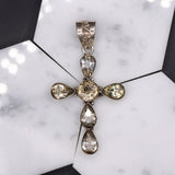 Pendants-Bright Smokey Quartz Cross Pendant in Solid Silver || Previously Loved || Light Color Gemstone || April Birthstone || - NNJGemstones