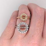 Statement Rings-Floral Inspired Ring Setting w Natural Diamond Halo in 14K Solid Gold | Round 6mm 7mm 8mm 9mm 10mm | Customizable - NNJGemstones