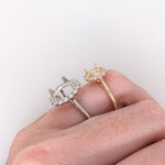 Statement Rings-Floral Inspired Ring Setting w Natural Diamond Halo in 14K Solid Gold | Round 6mm 7mm 8mm 9mm 10mm | Customizable - NNJGemstones