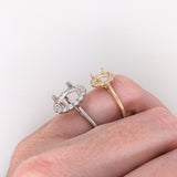 Statement Rings-Floral Inspired Ring Setting w Natural Diamond Halo in 14K Solid Gold | Round 6mm 7mm 8mm 9mm 10mm | Customizable - NNJGemstones