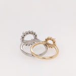 Statement Rings-Floral Inspired Ring Setting w Natural Diamond Halo in 14K Solid Gold | Round 6mm 7mm 8mm 9mm 10mm | Customizable - NNJGemstones