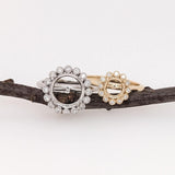 Statement Rings-Floral Inspired Ring Setting w Natural Diamond Halo in 14K Solid Gold | Round 6mm 7mm 8mm 9mm 10mm | Customizable - NNJGemstones