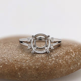 Engagement Rings-Classic Round Ring Setting with Natural Diamond Accents in 14K Solid Gold | Round Cut 8mm 8.5mm 9mm | Statement Ring Setting | Customizable - NNJGemstones