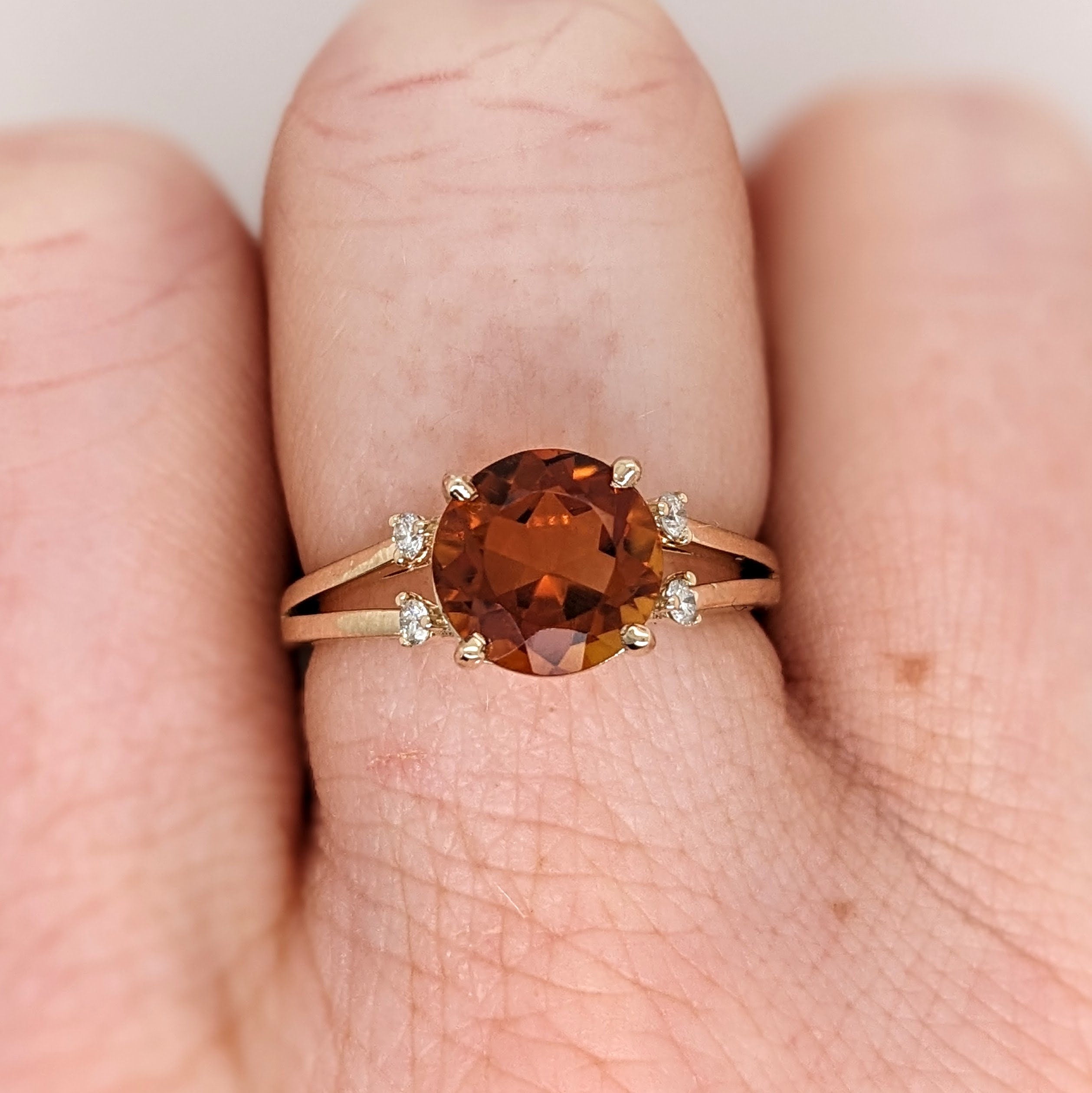 Engagement Rings-Classic Round Ring Setting with Natural Diamond Accents in 14K Solid Gold | Round Cut 8mm 8.5mm 9mm | Statement Ring Setting | Customizable - NNJGemstones