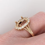 Engagement Rings-Beautiful Engagement Ring Setting with Natural Diamond Halo in 14K Solid Gold | Oval 9x7 10x8 11x9 | Gemstone Ring Setting | Customizable - NNJGemstones