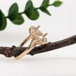 Engagement Rings-Beautiful Engagement Ring Setting with Natural Diamond Halo in 14K Solid Gold | Oval 9x7 10x8 11x9 | Gemstone Ring Setting | Customizable - NNJGemstones