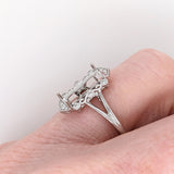 Statement Rings-Vintage Inspired Ring Setting w Natural Diamond Accents in 14K Solid Gold | Emerald 11.5x4.5 10x7.5 11x8 | Gemstone Setting | Customizable - NNJGemstones