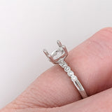 Stackable Rings-Simple Oval Shape Ring Semi Mount w Natural Diamond Accents in Solid 14K White, yellow, or Rose Gold || Oval 6x5mm || Stone Setting || - NNJGemstones