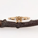 Stackable Rings-Beautiful Ring Setting w Natural Diamond Accents in Solid 14K Gold | Round 4mm 5mm 6mm | Stone Setting | Customizable - NNJGemstones