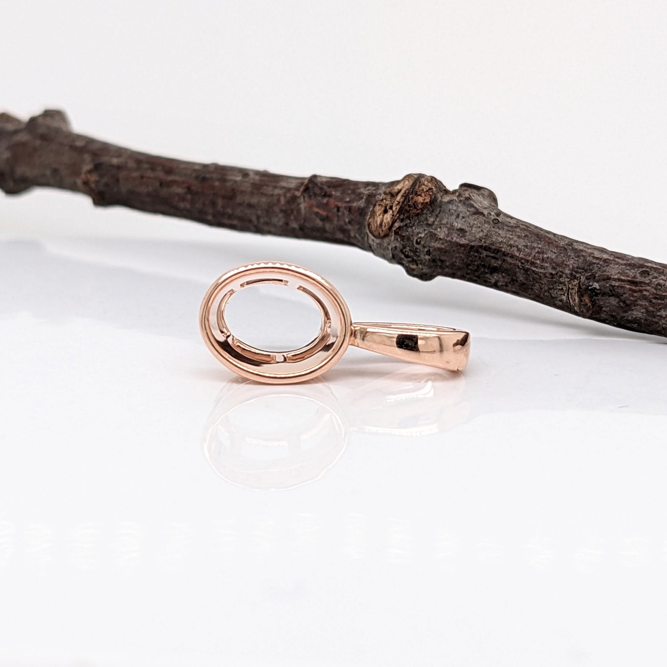 Pendants-Minimalist Solitaire Pendant Setting in 14K Solid Gold | Oval Shape 7x5 7.5x5.5 8x6 | Daily Wear Jewelry | Customizable - NNJGemstones