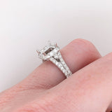 Engagement Rings-Stunning Engagement Ring Setting in 14K Solid Gold with Earth Mined Diamond Halo | Art Deco | Emerald Cut 6x4 7x5 8x6 | Customizable - NNJGemstones