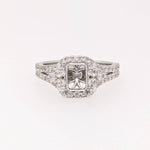 Engagement Rings-Stunning Engagement Ring Setting in 14K Solid Gold with Earth Mined Diamond Halo | Art Deco | Emerald Cut 6x4 7x5 8x6 | Customizable - NNJGemstones