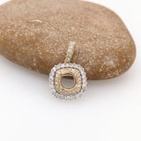 Pendants-Classic Pendant Setting W Double Halo of Natural Diamonds in 14K Solid Gold | Diamond Stud Bail | Round Shape 6mm 7mm 8mm | Customizable - NNJGemstones