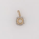 Pendants-Classic Pendant Setting W Double Halo of Natural Diamonds in 14K Solid Gold | Diamond Stud Bail | Round Shape 6mm 7mm 8mm | Customizable - NNJGemstones