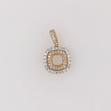 Pendants-Classic Pendant Setting W Double Halo of Natural Diamonds in 14K Solid Gold | Diamond Stud Bail | Round Shape 6mm 7mm 8mm | Customizable - NNJGemstones