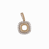 Classic Pendant Setting W Double Halo of Natural Diamonds in 14K Solid Gold | Diamond Stud Bail | Round Shape | Customizable