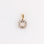 Pendants-Classic Pendant Setting W Double Halo of Natural Diamonds in 14K Solid Gold | Diamond Stud Bail | Round Shape 6mm 7mm 8mm | Customizable - NNJGemstones