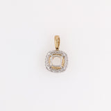 Pendants-Classic Pendant Setting W Double Halo of Natural Diamonds in 14K Solid Gold | Diamond Stud Bail | Round Shape 6mm 7mm 8mm | Customizable - NNJGemstones