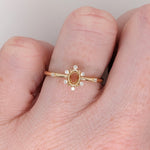 Statement Rings-Sunburst Inspired Ring Setting in 14K Solid Gold w Natural Diamond Accents | Oval 5x3 6x4 7x5 | Floral Gemstone Setting | Customizable - NNJGemstones