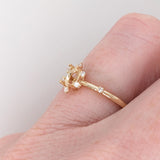 Statement Rings-Sunburst Inspired Ring Setting in 14K Solid Gold w Natural Diamond Accents | Oval 5x3 6x4 7x5 | Floral Gemstone Setting | Customizable - NNJGemstones