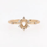 Statement Rings-Sunburst Inspired Ring Setting in 14K Solid Gold w Natural Diamond Accents | Oval 5x3 6x4 7x5 | Floral Gemstone Setting | Customizable - NNJGemstones