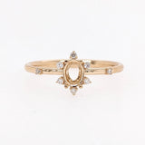 Statement Rings-Sunburst Inspired Ring Setting in 14K Solid Gold w Natural Diamond Accents | Oval 5x3 6x4 7x5 | Floral Gemstone Setting | Customizable - NNJGemstones