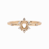 Sunburst Inspired Ring Setting in 14K Solid Gold w Natural Diamond Accents | Oval Shape
