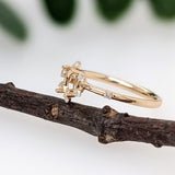 Statement Rings-Sunburst Inspired Ring Setting in 14K Solid Gold w Natural Diamond Accents | Oval 5x3 6x4 7x5 | Floral Gemstone Setting | Customizable - NNJGemstones