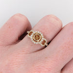 Statement Rings-Stunning Round Ring Setting w Natural Diamond Halo in 14K Solid Gold | Round 6mm 6.5mm 7mm | Statement Ring | Gemstone Ring | Customizable - NNJGemstones