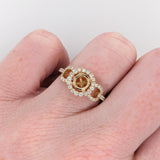 Statement Rings-Stunning Round Ring Setting w Natural Diamond Halo in 14K Solid Gold | Round 6mm 6.5mm 7mm | Statement Ring | Gemstone Ring | Customizable - NNJGemstones