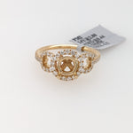 Statement Rings-Stunning Round Ring Setting w Natural Diamond Halo in 14K Solid Gold | Round 6mm 6.5mm 7mm | Statement Ring | Gemstone Ring | Customizable - NNJGemstones