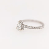 Engagement Rings-Elegant Ring Setting W Natural Diamond Hidden Halo in 14K Solid Gold | Pear Shape 7x5 8x6 9x7 | Pave Band | Gemstone Setting | Customizable - NNJGemstones