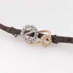 Statement Rings-Floral Inspired Ring Setting w Natural Diamond Halo in 14K Solid Gold | Round 6mm 7mm 8mm 9mm 10mm | Customizable - NNJGemstones