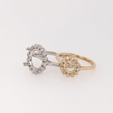 Statement Rings-Floral Inspired Ring Setting w Natural Diamond Halo in 14K Solid Gold | Round 6mm 7mm 8mm 9mm 10mm | Customizable - NNJGemstones