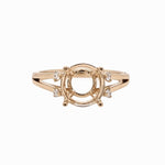 Engagement Rings-Classic Round Ring Setting with Natural Diamond Accents in 14K Solid Gold | Round Cut 8mm 8.5mm 9mm | Statement Ring Setting | Customizable - NNJGemstones