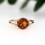 Engagement Rings-Classic Round Ring Setting with Natural Diamond Accents in 14K Solid Gold | Round Cut 8mm 8.5mm 9mm | Statement Ring Setting | Customizable - NNJGemstones