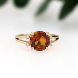 Engagement Rings-Classic Round Ring Setting with Natural Diamond Accents in 14K Solid Gold | Round Cut 8mm 8.5mm 9mm | Statement Ring Setting | Customizable - NNJGemstones