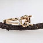 Engagement Rings-Classic Round Ring Setting with Natural Diamond Accents in 14K Solid Gold | Round Cut 8mm 8.5mm 9mm | Statement Ring Setting | Customizable - NNJGemstones