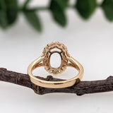 Engagement Rings-Beautiful Engagement Ring Setting with Natural Diamond Halo in 14K Solid Gold | Oval 9x7 10x8 11x9 | Gemstone Ring Setting | Customizable - NNJGemstones