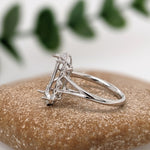 Statement Rings-Vintage Inspired Ring Setting w Natural Diamond Accents in 14K Solid Gold | Emerald 11.5x4.5 10x7.5 11x8 | Gemstone Setting | Customizable - NNJGemstones