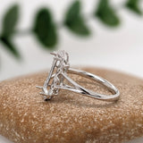 Statement Rings-Vintage Inspired Ring Setting w Natural Diamond Accents in 14K Solid Gold | Emerald 11.5x4.5 10x7.5 11x8 | Gemstone Setting | Customizable - NNJGemstones