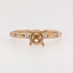 Stackable Rings-Beautiful Ring Setting w Natural Diamond Accents in Solid 14K Gold | Round 4mm 5mm 6mm | Stone Setting | Customizable - NNJGemstones