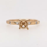 Stackable Rings-Beautiful Ring Setting w Natural Diamond Accents in Solid 14K Gold | Round 4mm 5mm 6mm | Stone Setting | Customizable - NNJGemstones